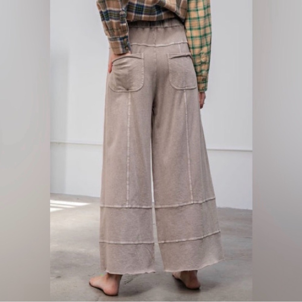 Easel Wide-Leg Drawstring Pants In Mocha - Picture 4 of 6